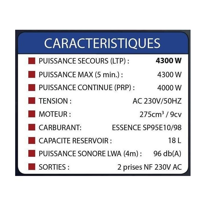 MERCURE GROUPE ELECTROGENE MC5100KT - 4000W
