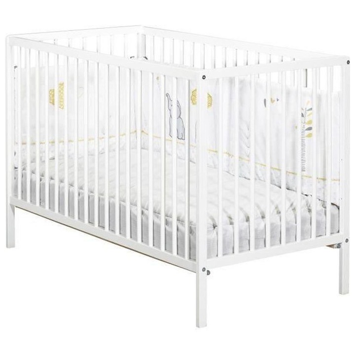 BABY PRICE - lit 120x60 tout barreaux blanc first