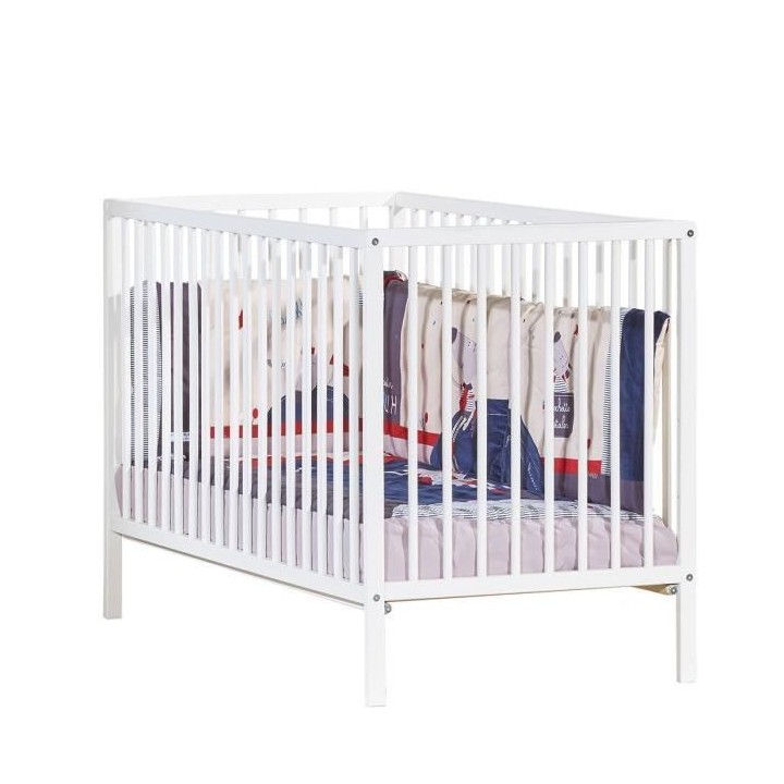 BABY PRICE - lit 120x60 tout barreaux blanc first