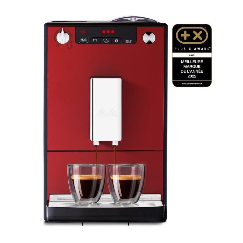 Melitta - Machine a Café a Grain Solo Rouge Chili - Machine Expresso Automatique Broyeur a Grains avec Systeme d'Extraction Ar