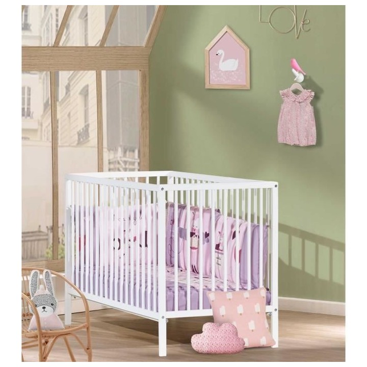 BABY PRICE - lit 120x60 tout barreaux blanc first