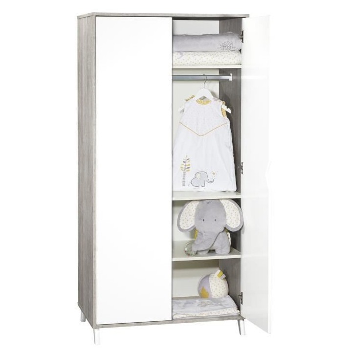 Babyprice - SCANDI GRIS - Armoire 2 Portes