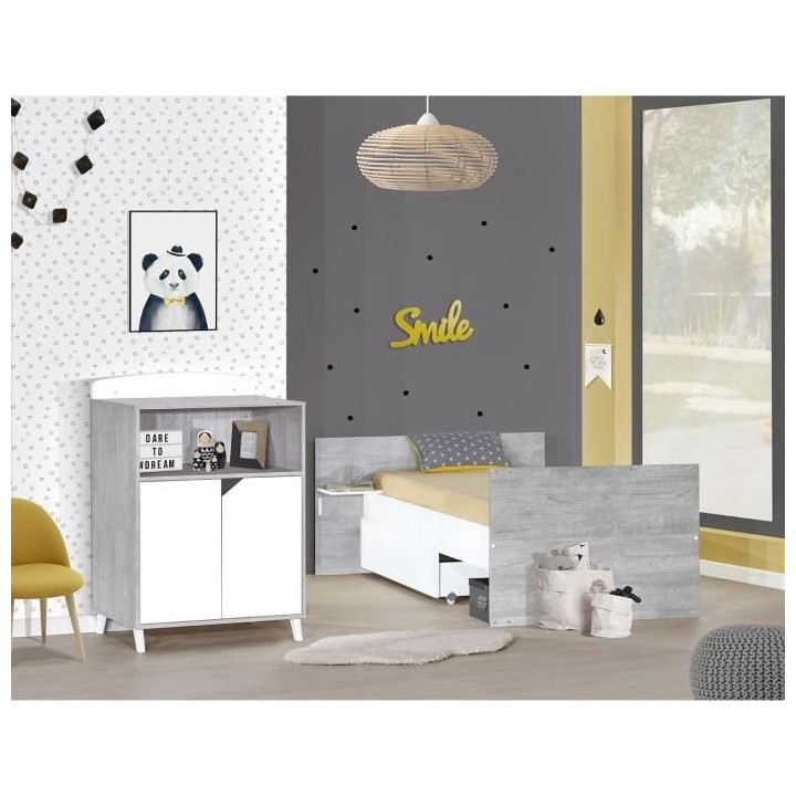 Babyprice - SCANDI GRIS - Tiroir de Lit Combiné Evolutif