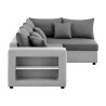 Canapé d'angle convertible droit + coffre de rangement + 4 coussins - Tissu gris foncé et clair - L 250 x P 163 x H 88 cm - FL