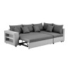 Canapé d'angle convertible droit + coffre de rangement + 4 coussins - Tissu gris foncé et clair - L 250 x P 163 x H 88 cm - FL