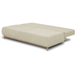 Banquette convertible 3 places MIKA - Velours côtelé Beige - Coffre de rangement - L 192 x H 84 x P 93 cm