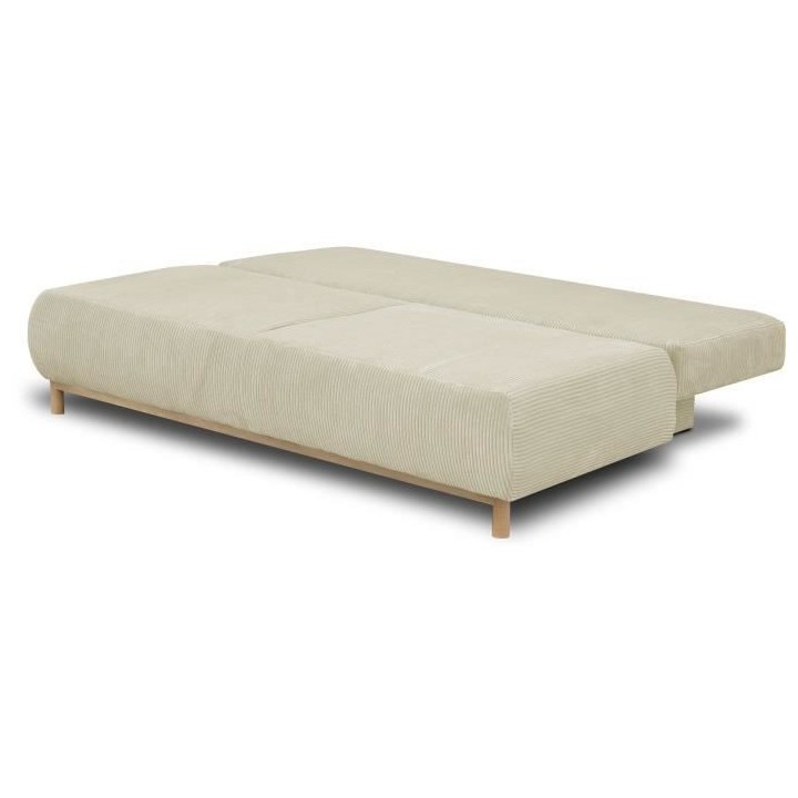 Banquette convertible 3 places MIKA - Velours côtelé Beige - Coffre