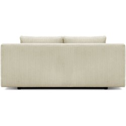 Banquette convertible 3 places MIKA - Velours côtelé Beige - Coffre de rangement - L 192 x H 84 x P 93 cm