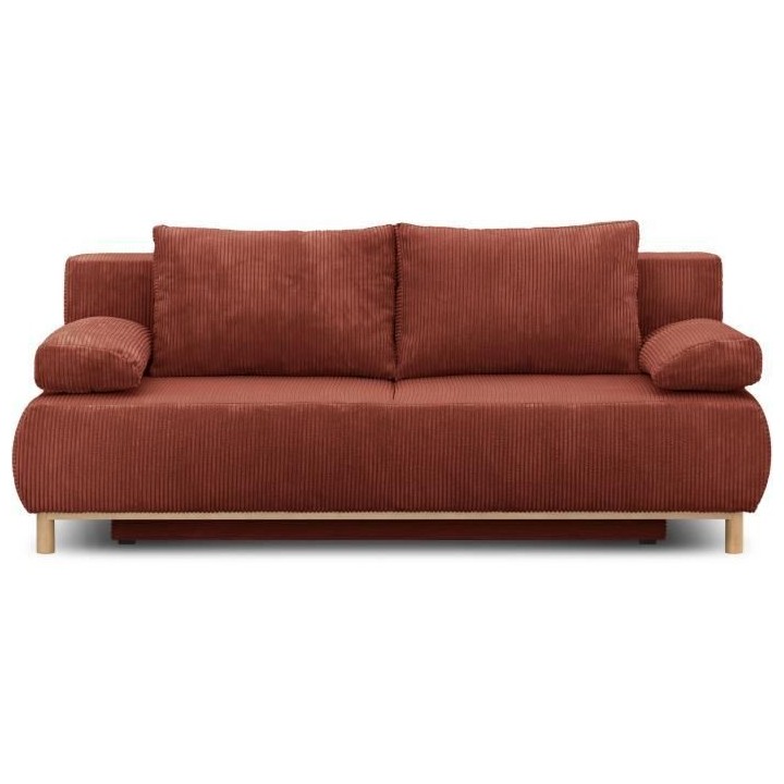 Banquette convertible 3 places MIKA - Velours côtelé Terracotta - Co