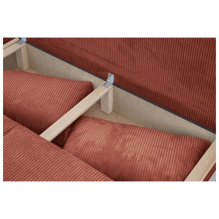 Banquette convertible 3 places MIKA - Velours côtelé Terracotta - Co