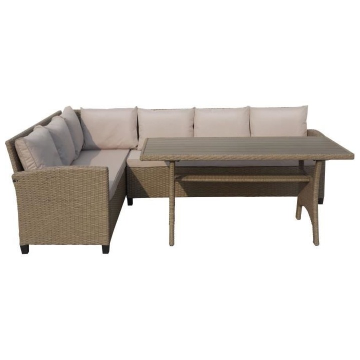 Salon de jardin MILOS 5 personnes - Canapé d'angle gauche + Table rep