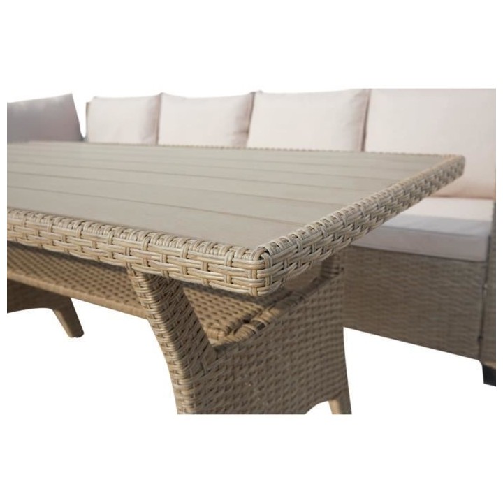 Salon de jardin MILOS 5 personnes - Canapé d'angle gauche + Table rep