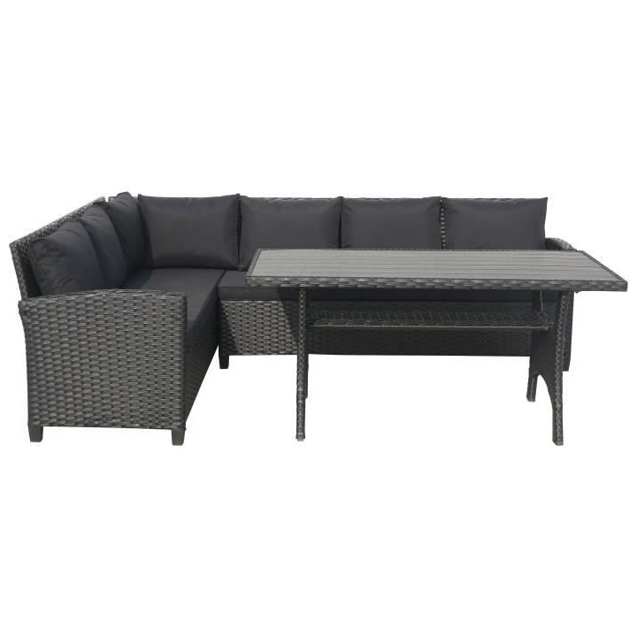 Salon de jardin MILOS 5 personnes - Canapé d'angle gauche + Table rep