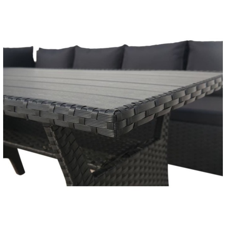 Salon de jardin MILOS 5 personnes - Canapé d'angle gauche + Table rep