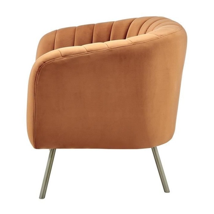Fauteuil en Velours Terracotta - Pieds dorés - MATHIS
