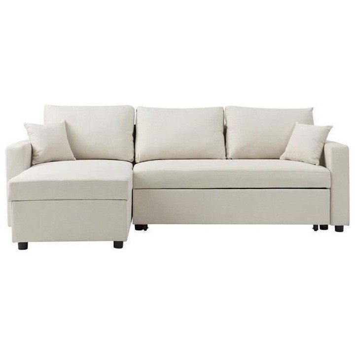 Canapé d'angle réversible convertible grand couchage + coffre - 3 pl