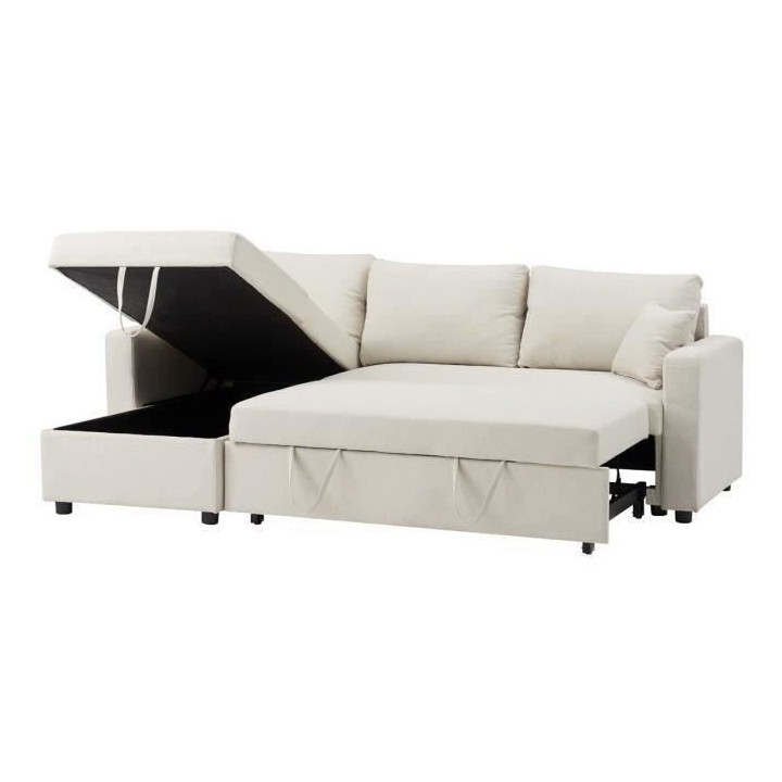 Canapé d'angle réversible convertible grand couchage + coffre - 3 pl