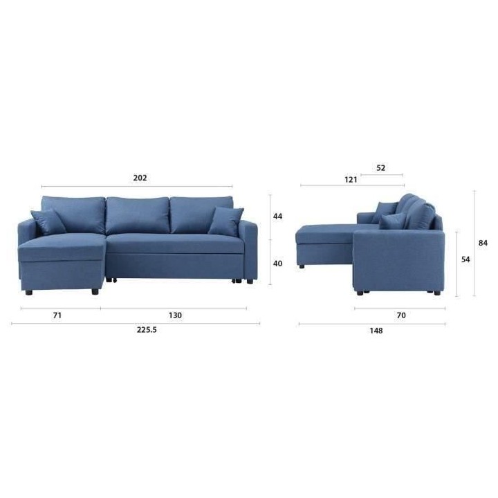 Canapé d'angle réversible convertible grand couchage + coffre - Tiss