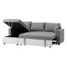 Canapé d'angle réversible convertible grand couchage + coffre - Tissu Blanc et gris - L 228 x P 148 x H 86 cm - OWENS