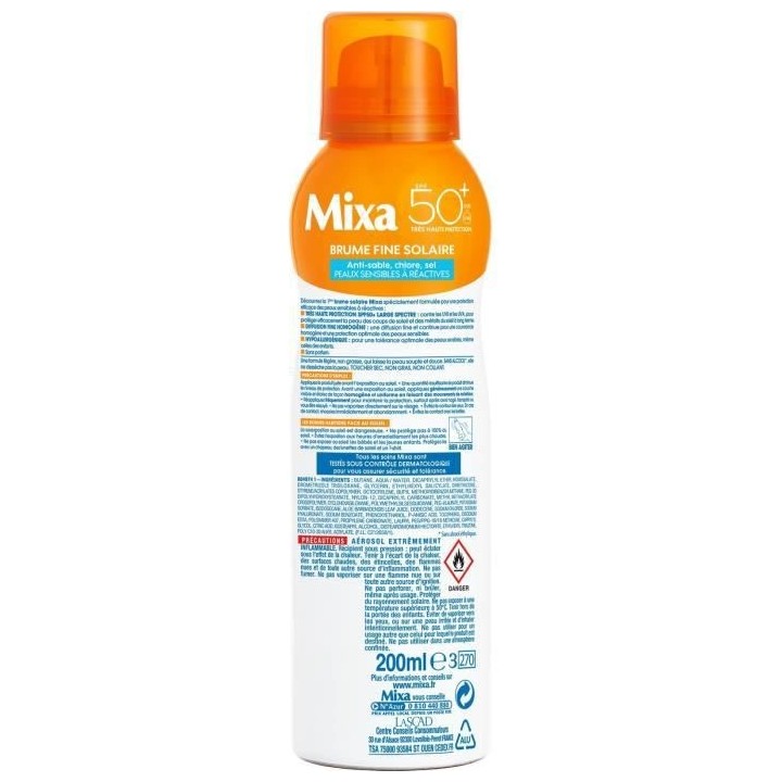 Creme solaire Brume Fine MIXA Peaux Sensibles a réactives SPF50+ - 20