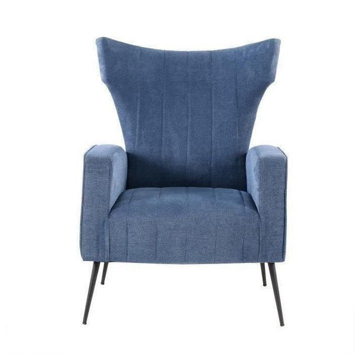 VOLKER Fauteuil Pieds Métal - Tissu Bleu - L 73 x P 88 x H 102 cm