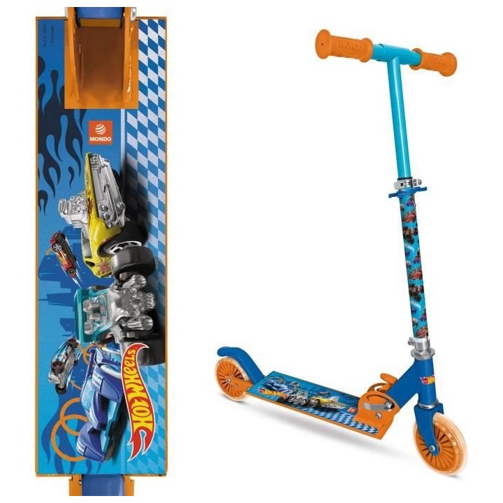 MONDO - Trottinette / Patinette 2 roues pliable - Hot Wheels