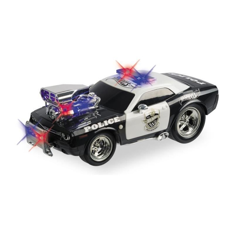 MONDO MOTORS - Véhicule radiocommandé - Sons et lumieres - Hot Wheels Police Pursuit - Voiture de police - 28cm