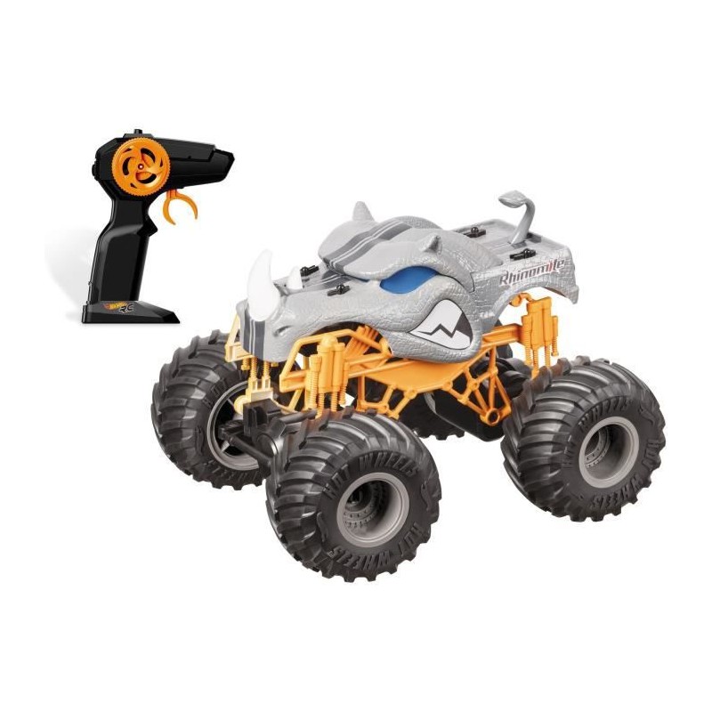 MONDO MOTORS - Véhicule radiocommandé - Effets lumineux - Hot Wheels Rhinomite - Monster Truck - 28cm