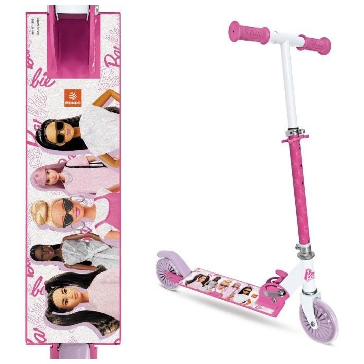 MONDO - Trottinette / Patinette 2 roues pliable - Barbie