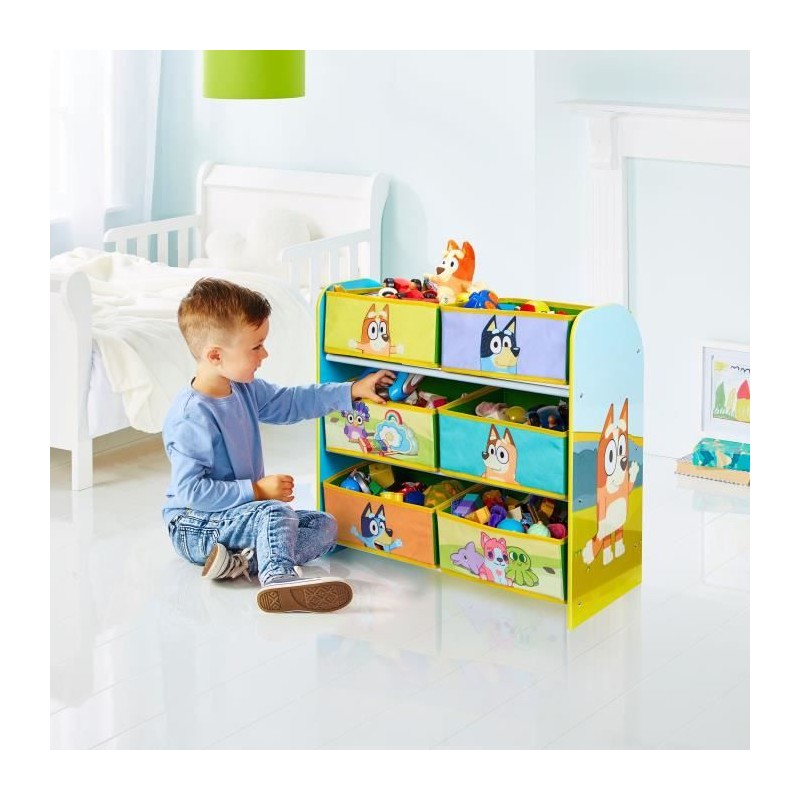 Meuble de rangement pour chambre d'enfant avec 6 bacs BLUEY