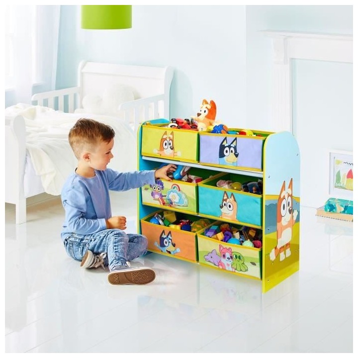 Meuble de rangement pour chambre d'enfant avec 6 bacs BLUEY