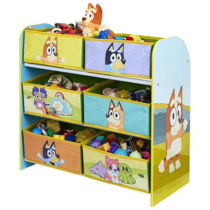 Meuble de rangement pour chambre d'enfant avec 6 bacs BLUEY