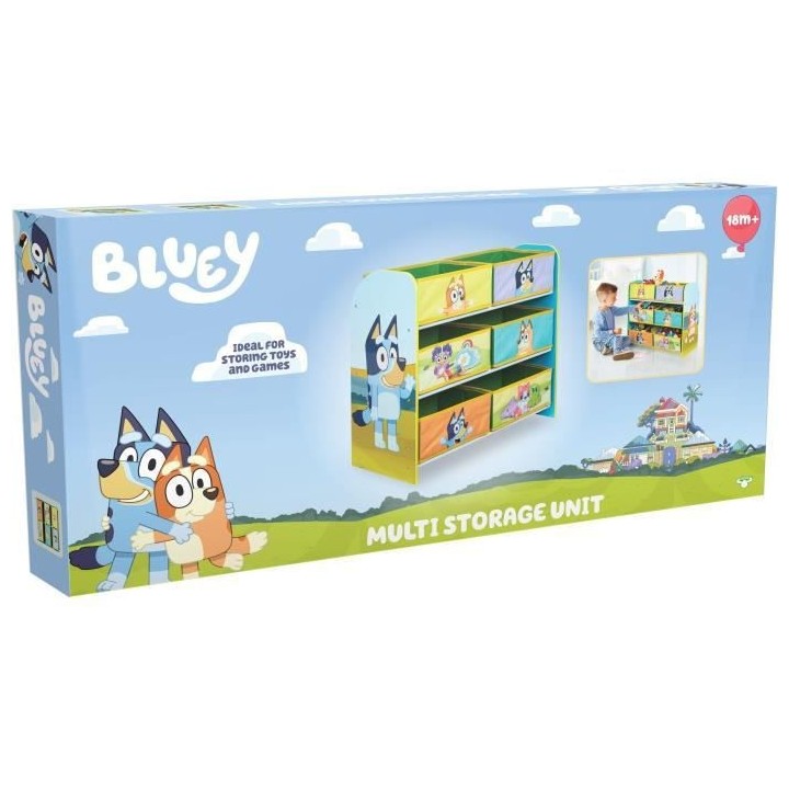 Meuble de rangement pour chambre d'enfant avec 6 bacs BLUEY