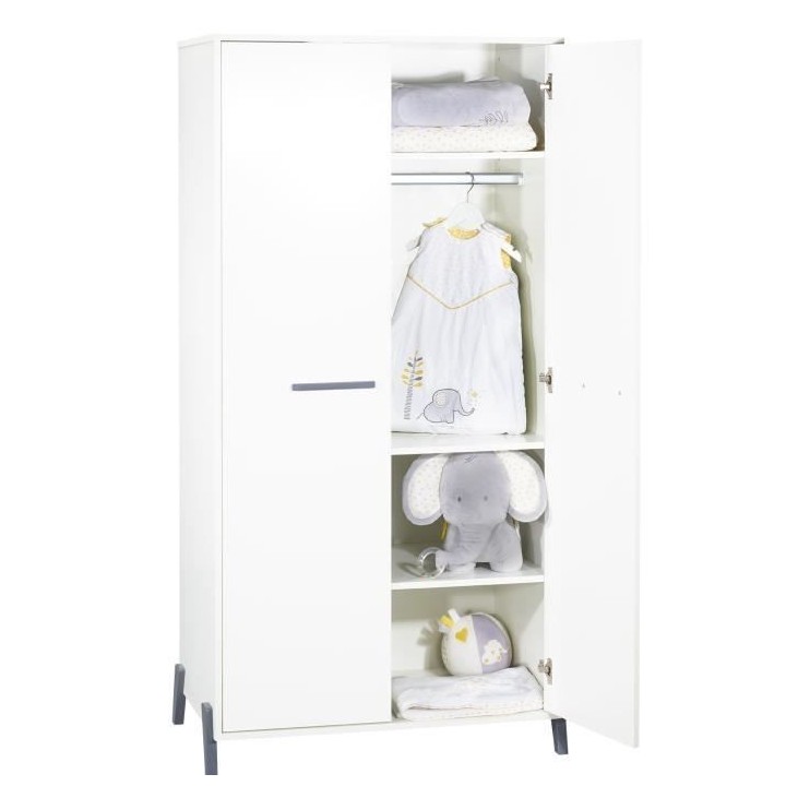 Babyprice - JOY GRIS - Armoire 2 Portes
