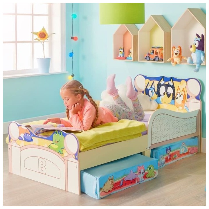 Lit pour enfants avec espace de rangement sous le lit BLUEY