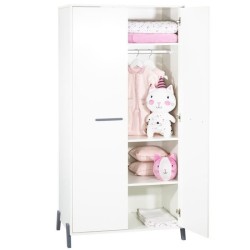 Babyprice - JOY GRIS - Armoire 2 Portes