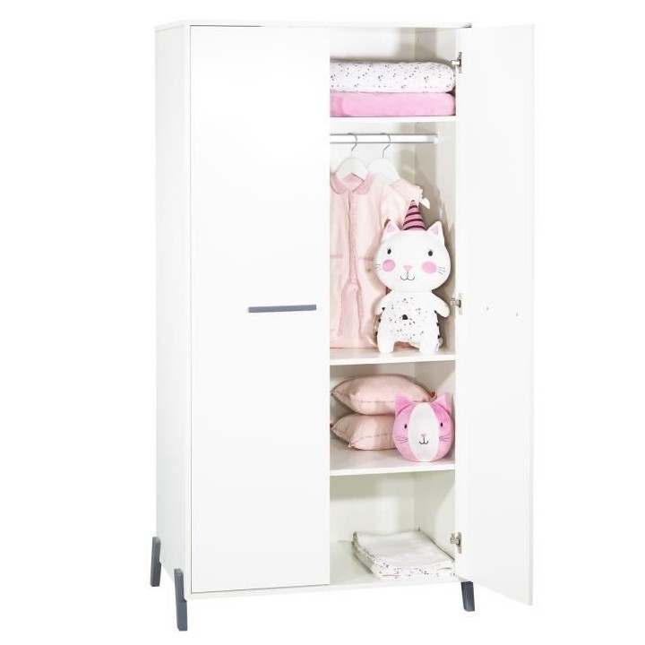 Babyprice - JOY GRIS - Armoire 2 Portes