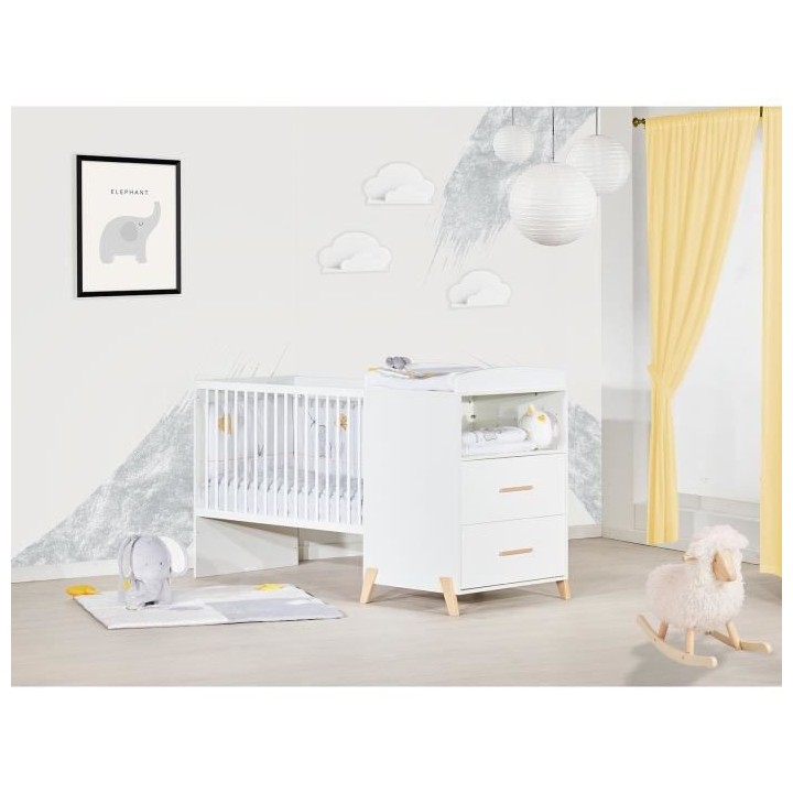 Babyprice - JOY NATUREL - Lit Combiné Evolutif 120x60 en 90x190