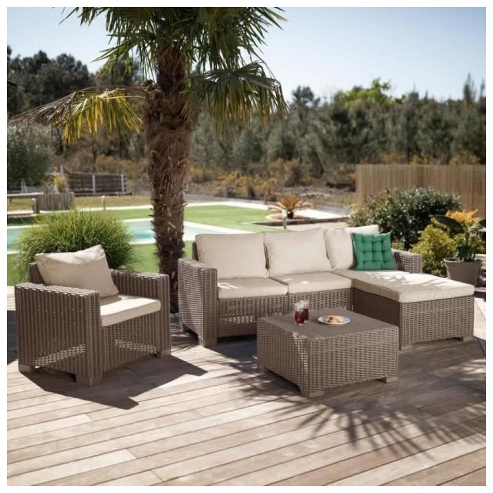 Salon de jardin - en résine imitation rotin tressé - Allibert by KET