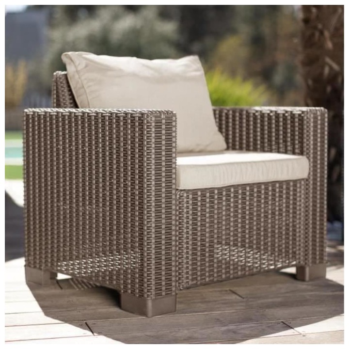 Salon de jardin - en résine imitation rotin tressé - Allibert by KET