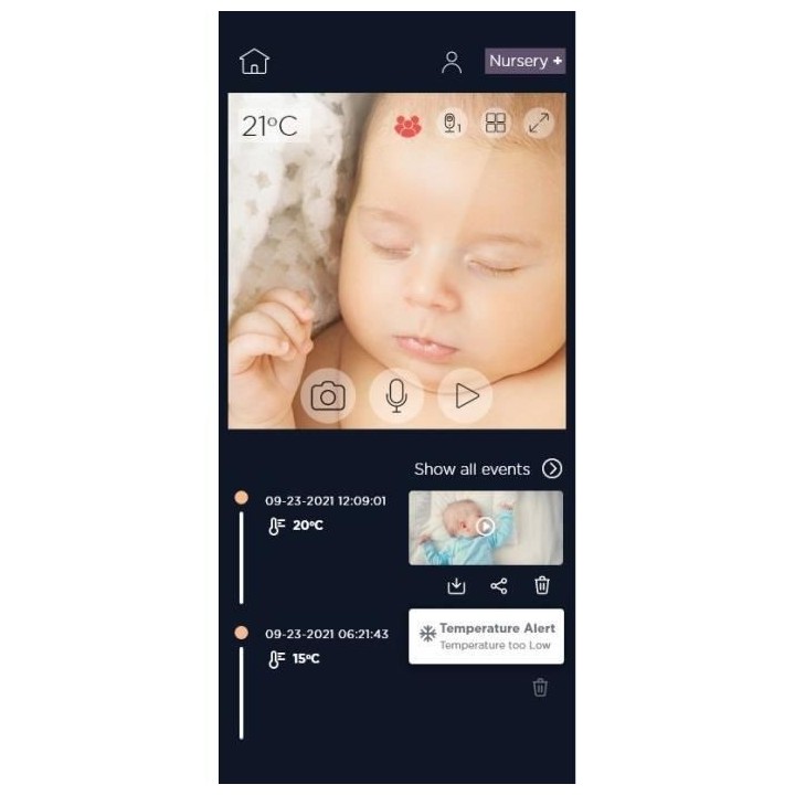 Ecoute bébé VM855 CONNECT WIFI SUR TEL + ECRAN 5 - Cam motorisé a d
