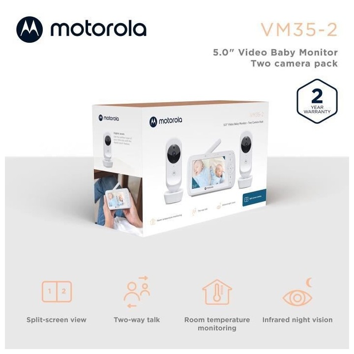 Ecoute bébé VM 35 T 2 CAM VIDEO MAX ECRAN 5avec 2 camera Zoom - Ecra