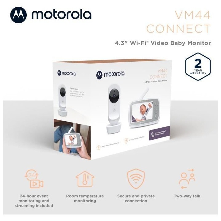 Ecoute bébé VM 44 CONNECT 2 EN 1 WIFI SUR TEL + Gd ECRAN 4,3 - Tempe