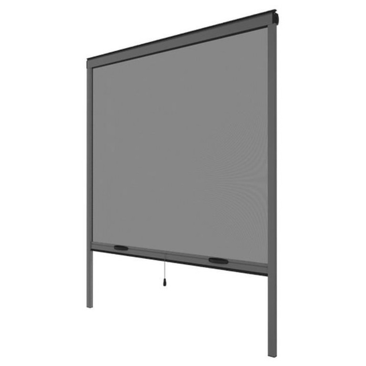 Moustiquaire de fenetre L160 x H170 cm en aluminium gris anthracite -