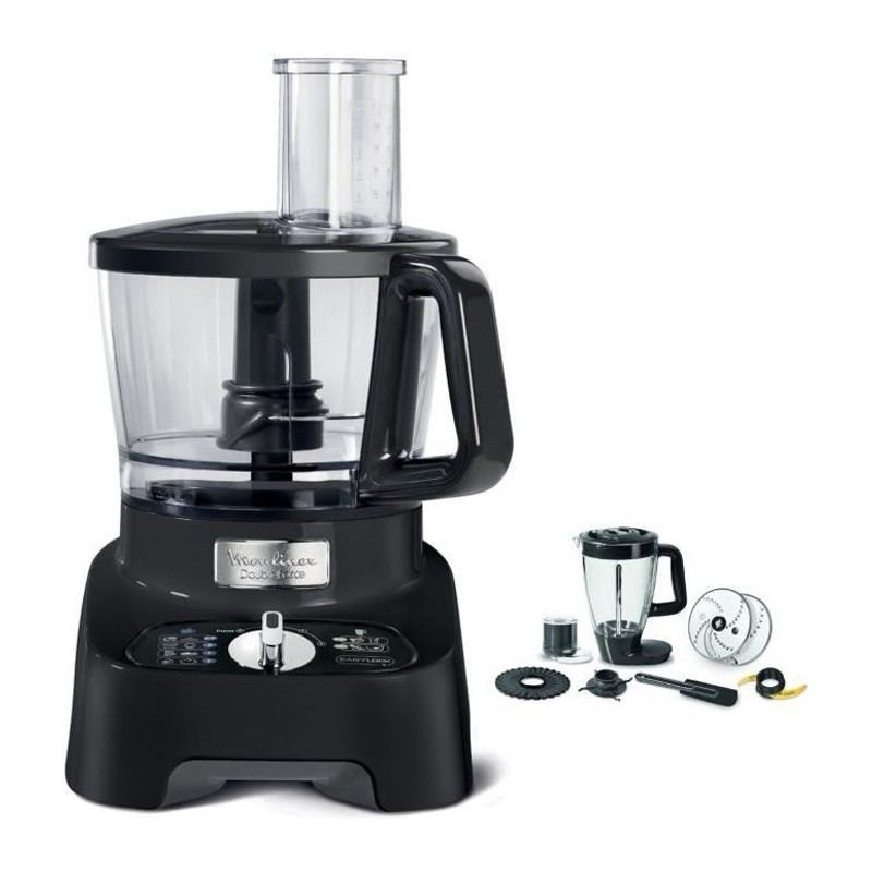 Robot multifonction MOULINEX DoubleForce FP821811 - Noir - 1000 W - Bol 3 L - Blender 2 L - Hachoir - Disques - Râper - Emincer