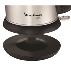 MMOULINEX BY540D10 Subito Bouilloire électrique, 1,7 L, Inox, Bouilloire sans fil, Base 360°, Niveau d'eau visible - Noir