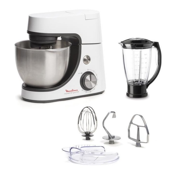 MOULINEX Robot pâtissier + Blender 1,5 L, Bol 4,6 L, 8 vitesses + Pul