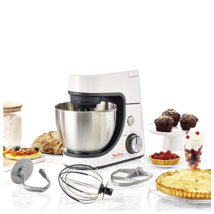 MOULINEX Robot pâtissier + Blender 1,5 L, Bol 4,6 L, 8 vitesses + Pul