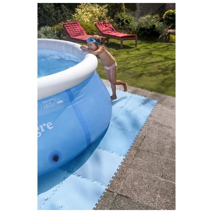 GRE - Lot de 9 Dalles de protection de sol en mousse bleu 50 x 50 cm