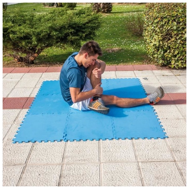 GRE - Lot de 9 Dalles de protection de sol en mousse bleu 50 x 50 cm